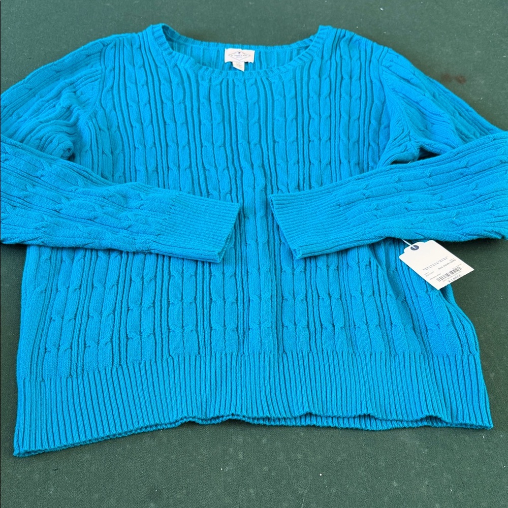Vibrant Teal‎ Cable Knit Sweater.    CAJA # 3